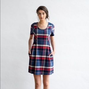Bridge and burn Loni indigo plaid flannel dress